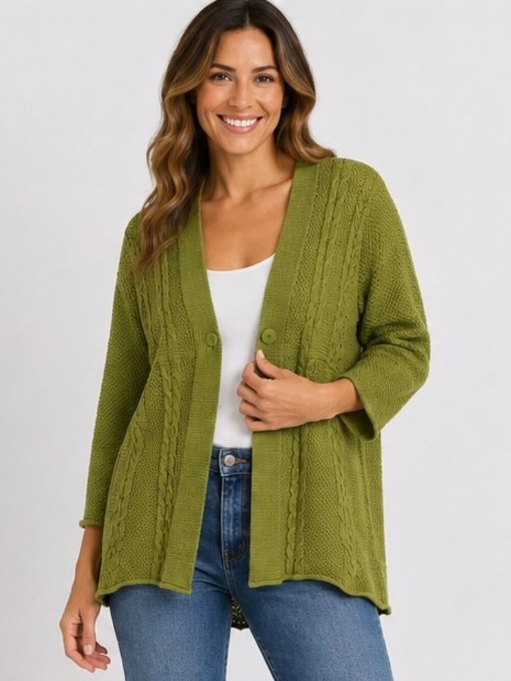 Lizwear by Liz Claiborne Women’s Medium Olive Green Knit Cardigan Sweater